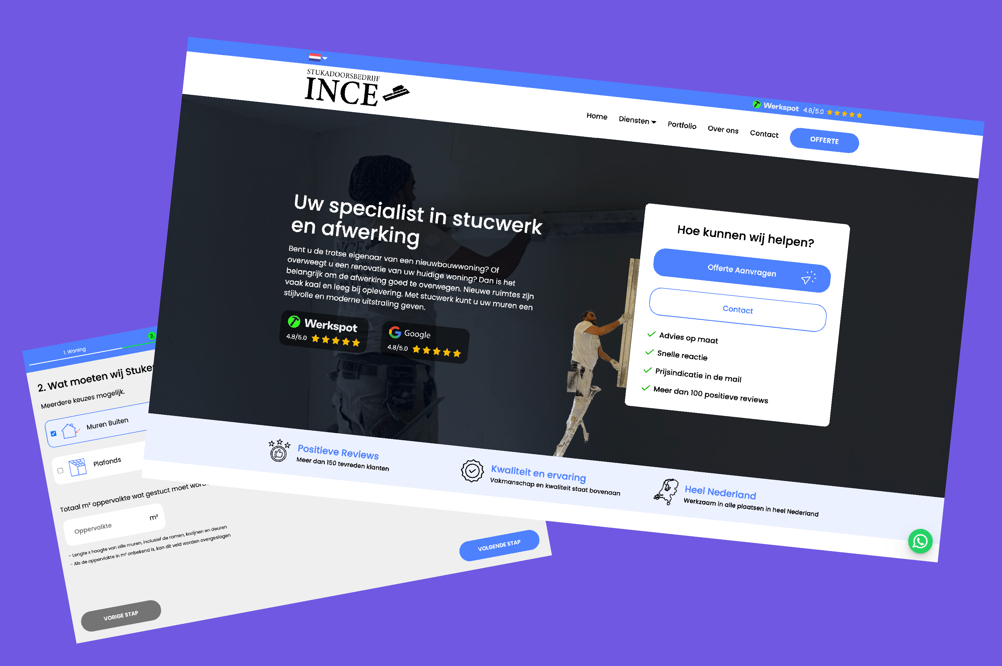 Website van Stukadoorsbedrijf Ince